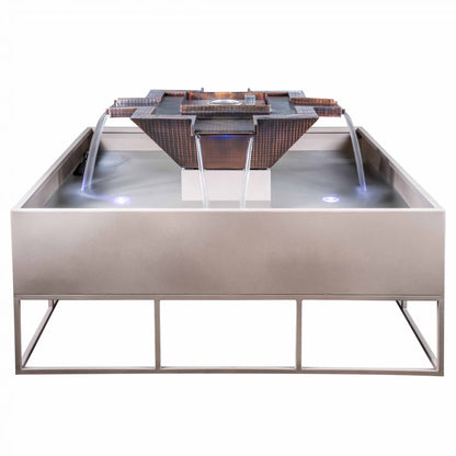 60" Square Olympian 4-Way Spill Fire & Water Bowl in Copper by The Outdoor Plus OPT-OLS60SE12