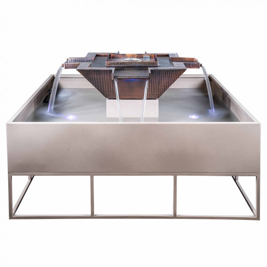 60" Square Olympian 4-Way Spill Fire & Water Bowl in Copper by The Outdoor Plus OPT-OLS60SE12