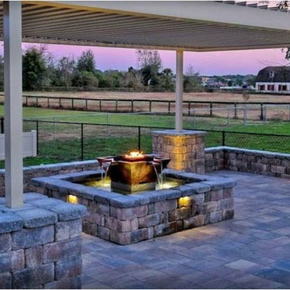 60" Square Olympian 4-Way Spill Fire & Water Bowl in Copper by The Outdoor Plus OPT-OLS60SE12
