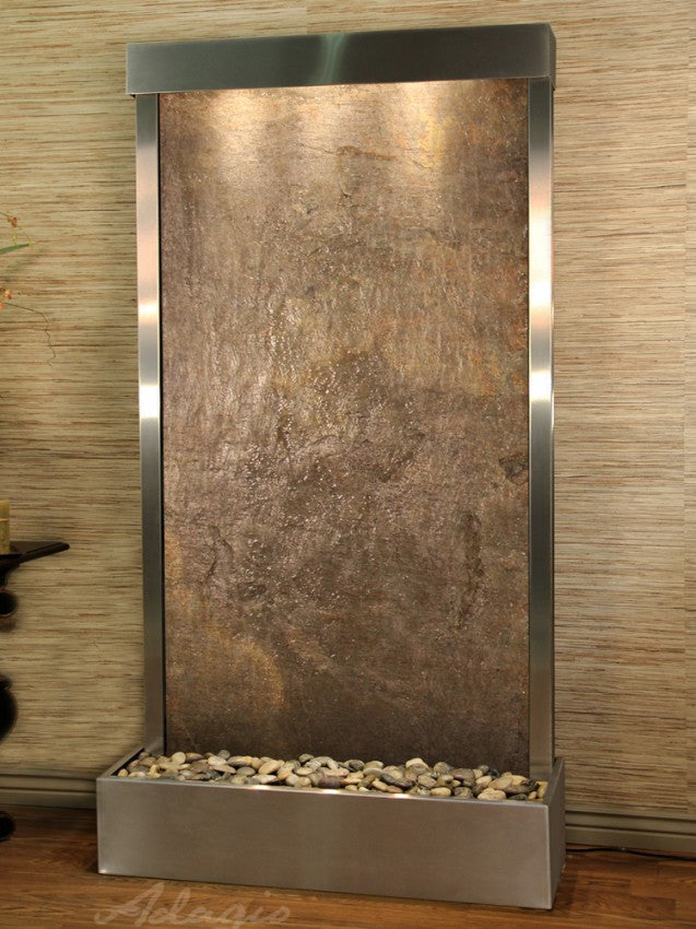 Adagio Tranquil River Flush Mounted to Rear of the Base 90"H x 41"W Indoor Floor Fountain TRF3512