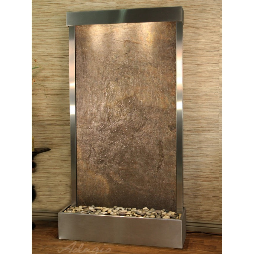 Adagio Tranquil River Flush Mounted to Rear of the Base 90"H x 41"W Indoor Floor Fountain TRF3512