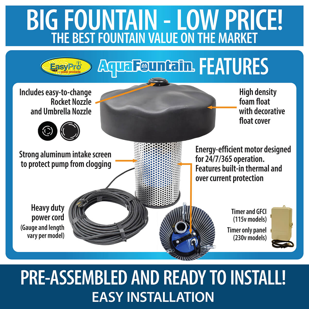 Easy Pro Pond 1/2 HP AquaFountain