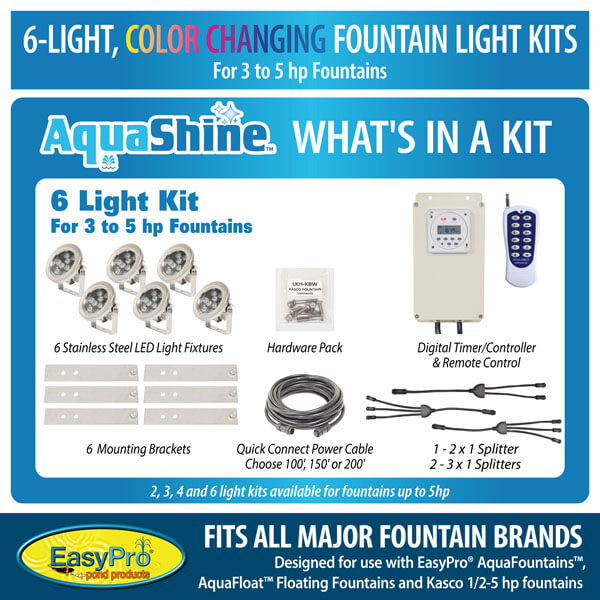 Easy Pro Pond AquaShine Four Light Warm White LED Light Kit for Fountains WFL4-100
