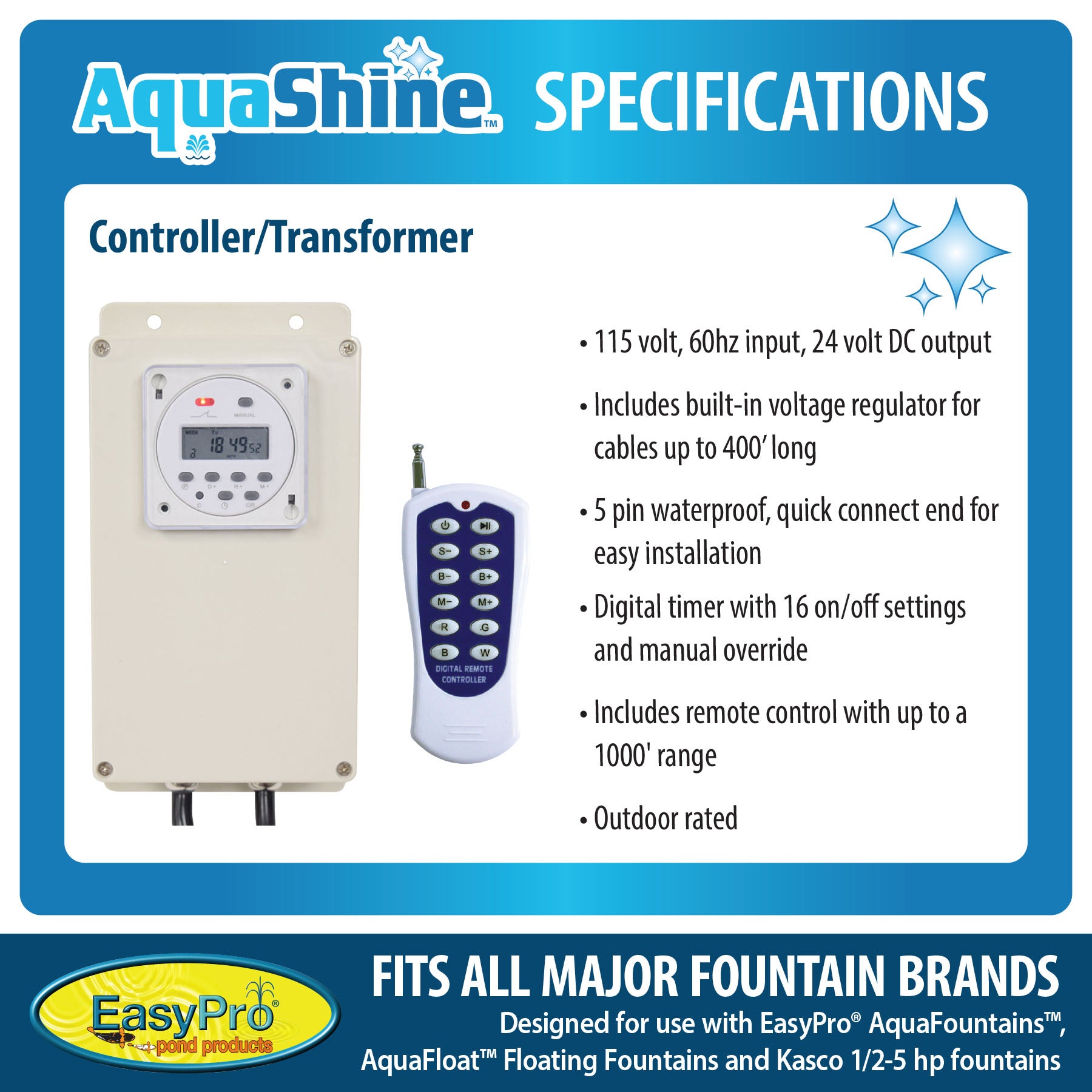 Easy Pro Pond AquaShine Three Light Color Changing LED Fountain Light Kits