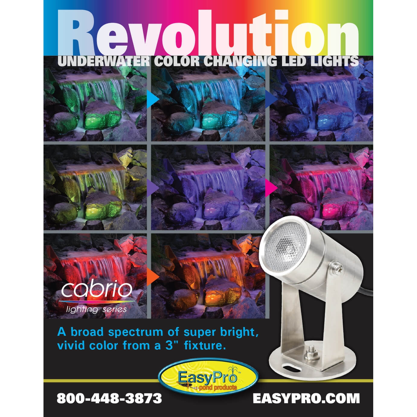 Easy Pro Pond Cabrio Color Changing LED Submersible Light - Stainless Steel CLED4SS