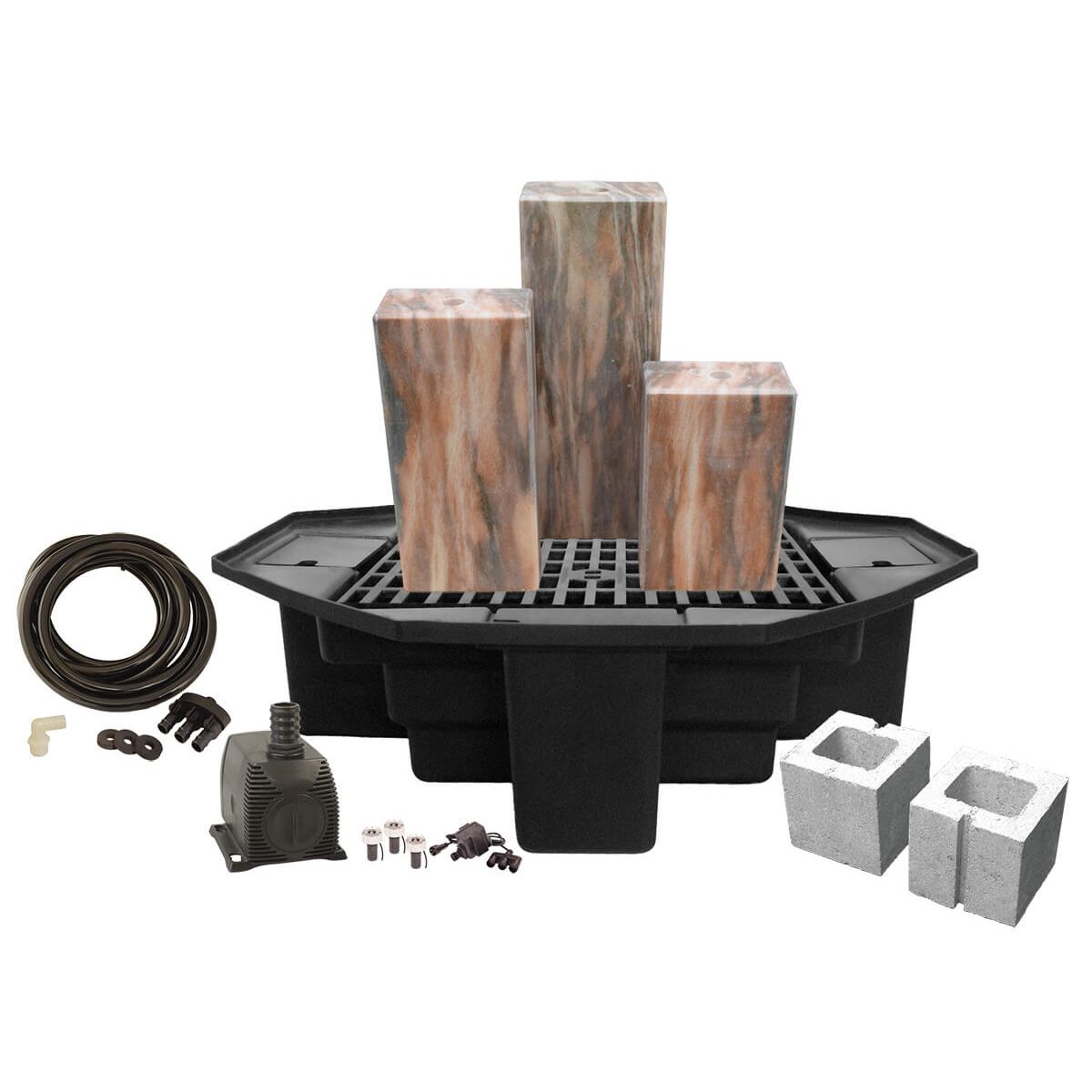 Easy Pro Pond Tranquil Décor Designer Series Moreno Real Basalt 3-Pack Fountain Kit