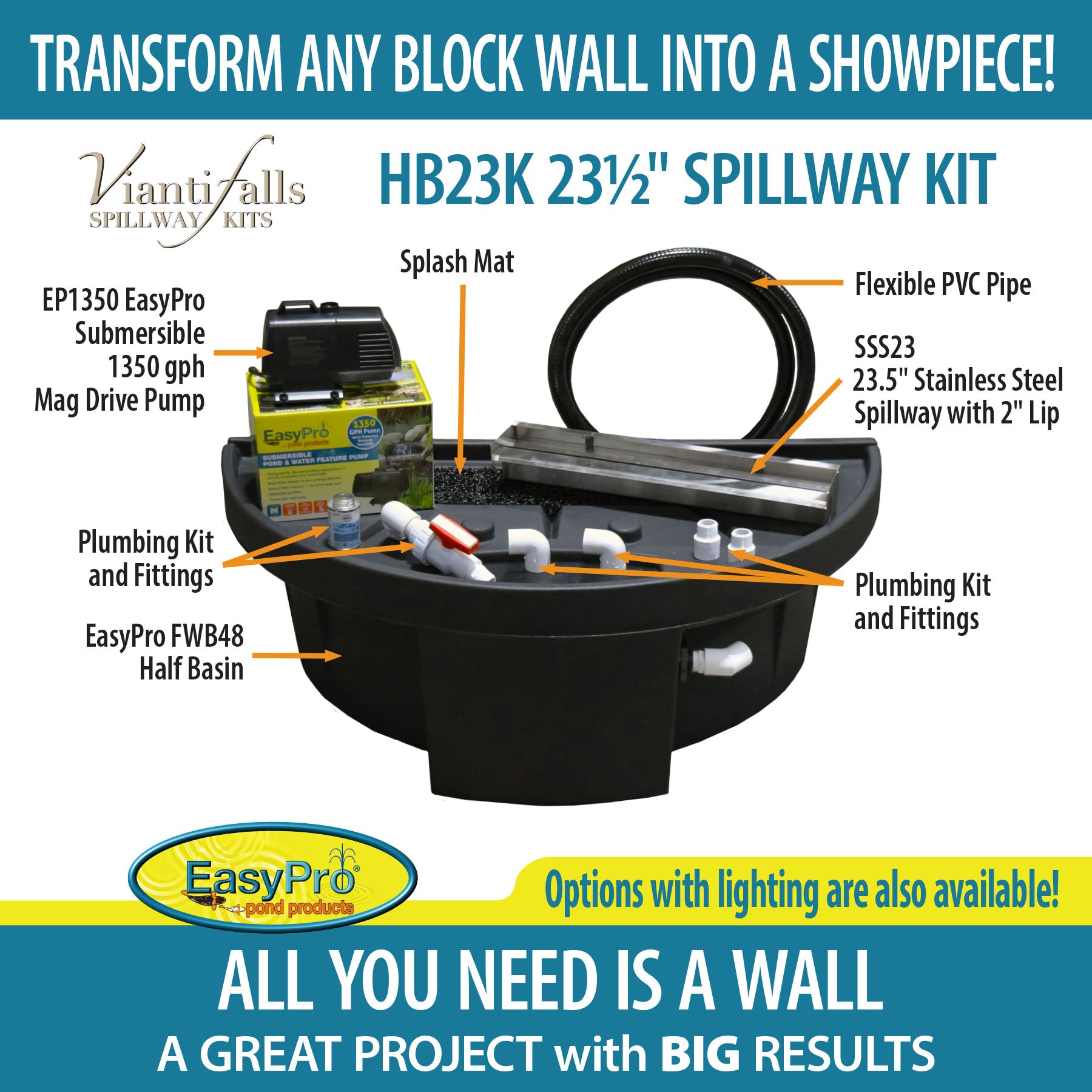 Easy Pro Pond Vianti Falls 23.5″ Spillway Kit