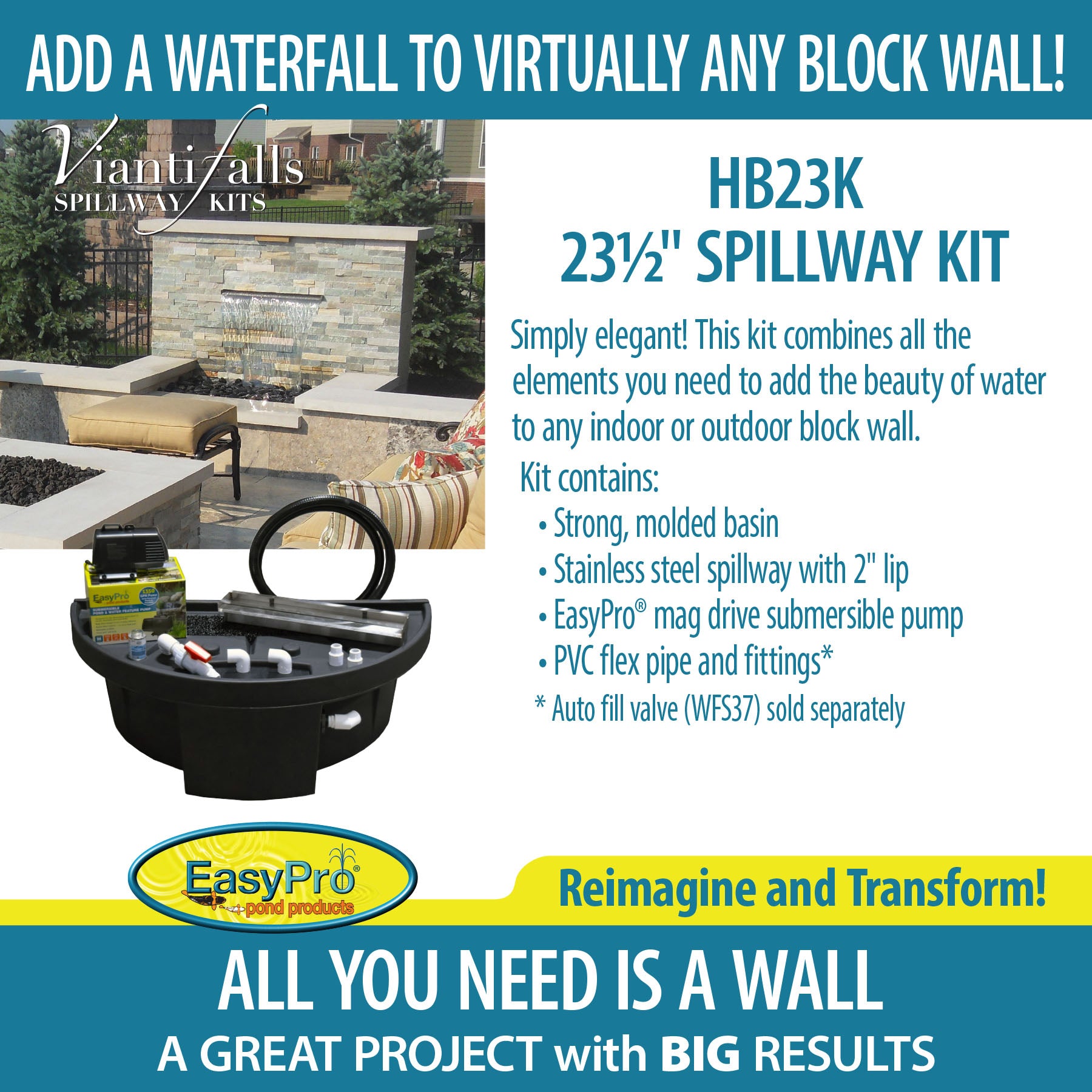 Easy Pro Pond Vianti Falls 23.5″ Spillway Kit
