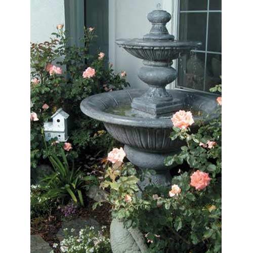 Fiore Stone 2-Tier Formal Garden Fountain 2072-F in Cast Stone 2072-F