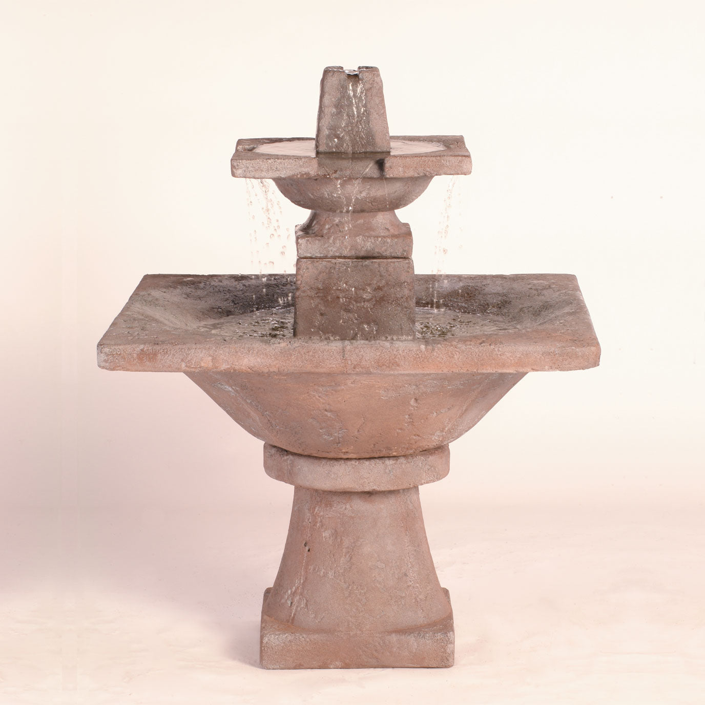 Fiore Stone 2-Tier Quadrate Fountain 2066-FT2 in Cast Stone 2066-FT2