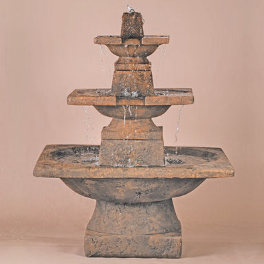 Fiore Stone 3-Tier Quadrate Fountain 2066-FT3 in Cast Stone 2066-FT3