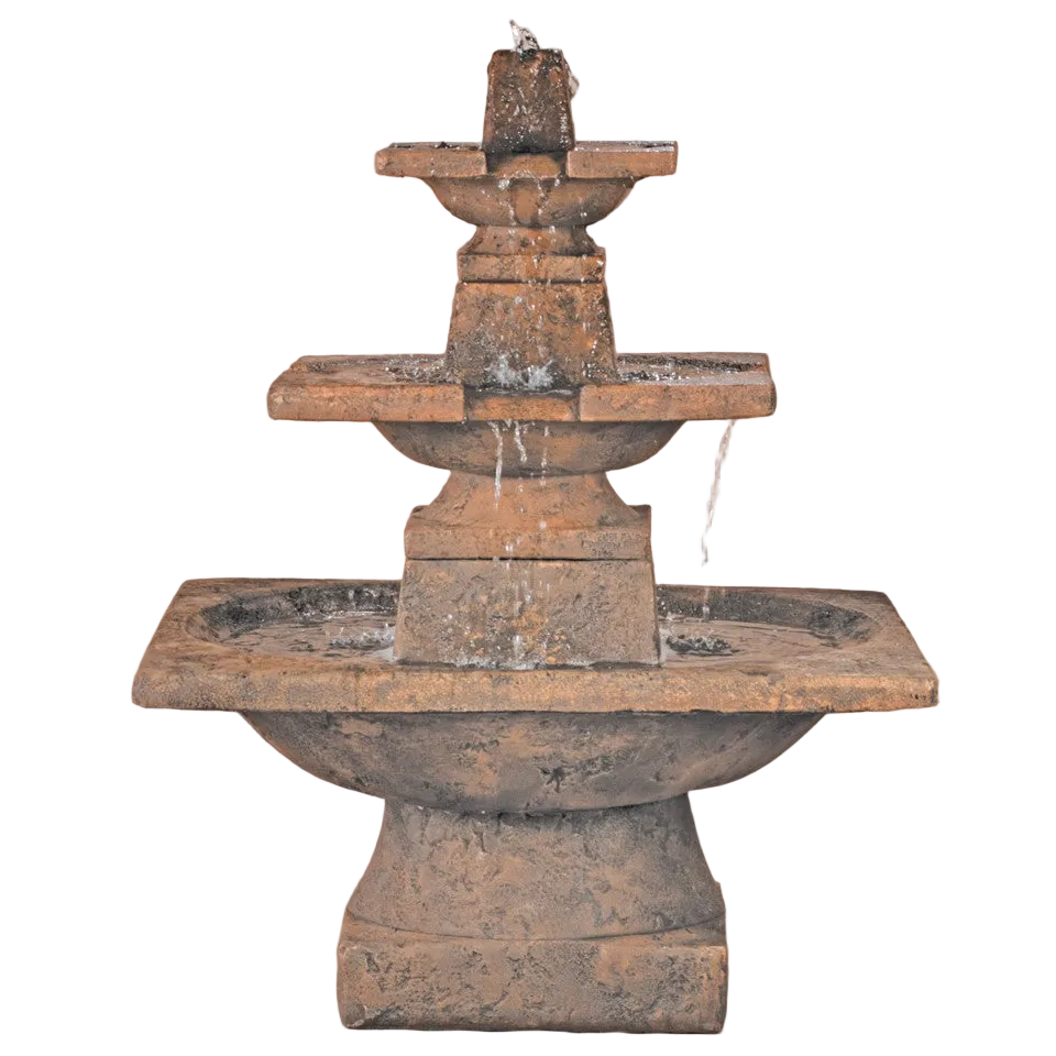 Fiore Stone 3-Tier Quadrate Fountain 2066-FT3 in Cast Stone