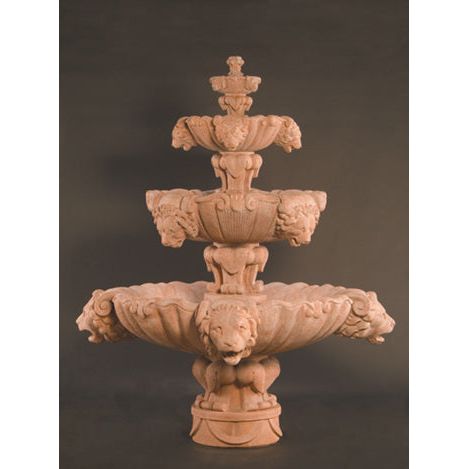 Fiore Stone 4 Tier Lion Fountain 257-FXL in Cast Stone 257-FXL