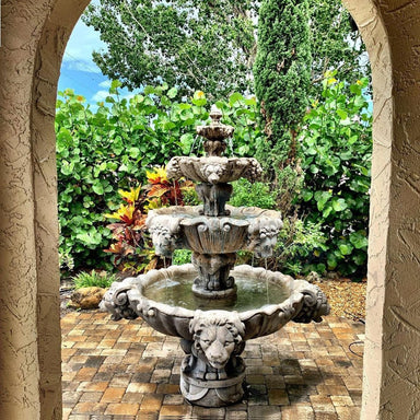 Fiore Stone 4 Tier Lion Fountain 257-FXL in Cast Stone 257-FXL