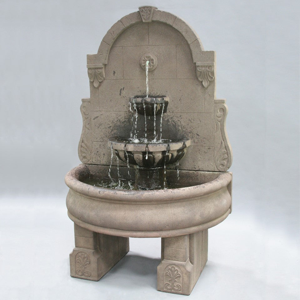 Fiore Stone Bavarian Wall Fountain with Pedestal LG139-FWL & LG139-FWDL in Cast Stone LG139-FWL