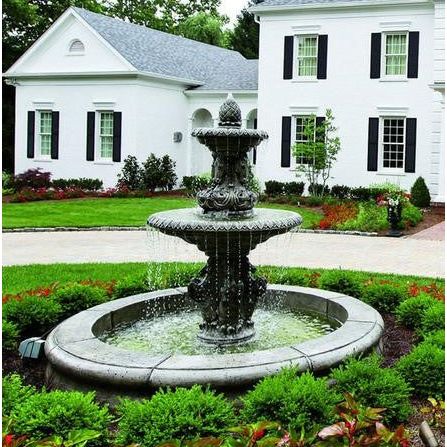 Fiore Stone Cavalli 2 Tier Fountain with Basin 2133-FRG in Cast Stone 2133-FRG