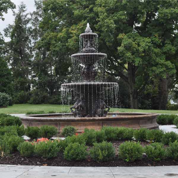 Fiore Stone Cavalli 3 Tier Fountain with 12 ft. Bracci Basin 2133-F12 in Cast Stone 2133-F12