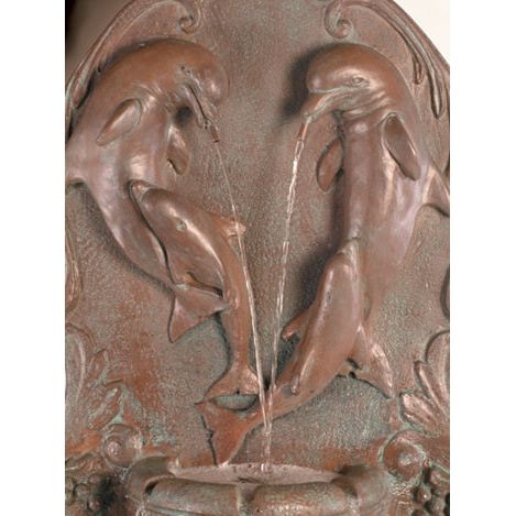 Fiore Stone Classic Dolphin Wall Fountain 2060-FW in Cast Stone 2060-FW