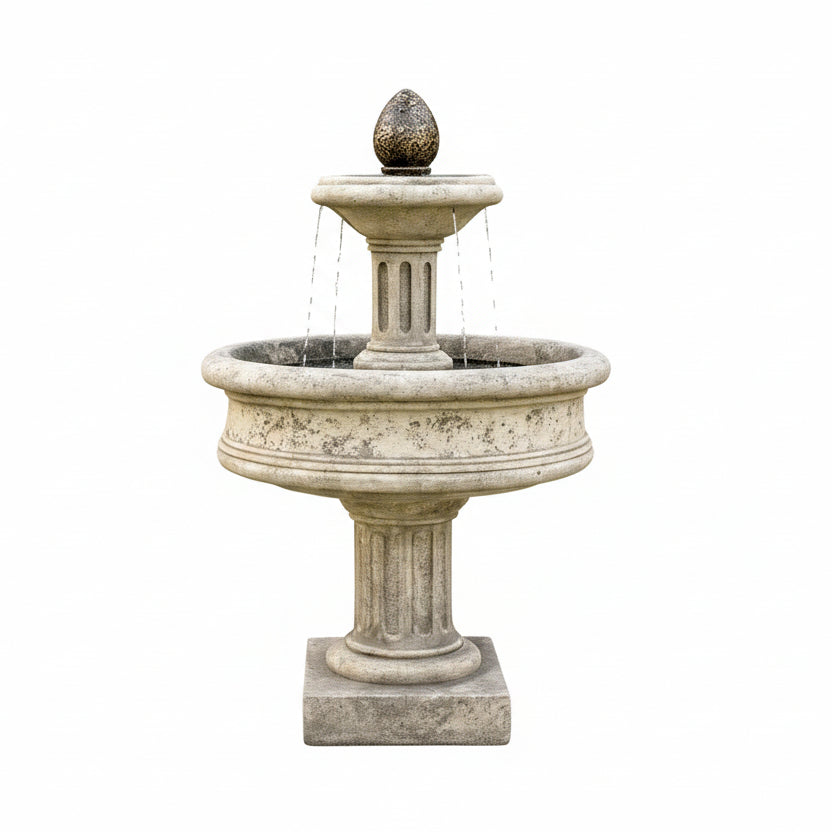 Fiore Stone Column Base 2-Tier Outdoor Courtyard Fountain LG130-F LG130-F