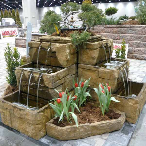 Fiore Stone Courtyard Cascade Large Fountain 2121-FP in Cast Stone 2121-FP