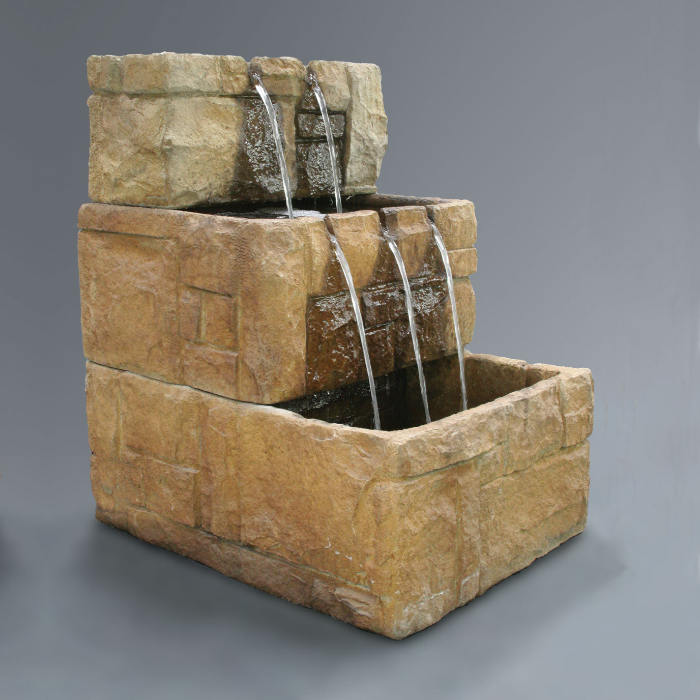 Fiore Stone Courtyard Cascade Wall Fountain 2121-FW in Cast Stone 2121-FW