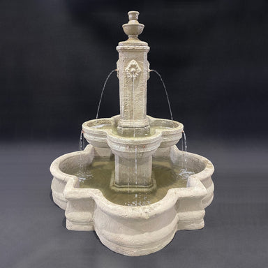 Fiore Stone Diamante Fountain with 66" Quatrefoil Basin 271-FAQ in Cast Stone 271-FAQ