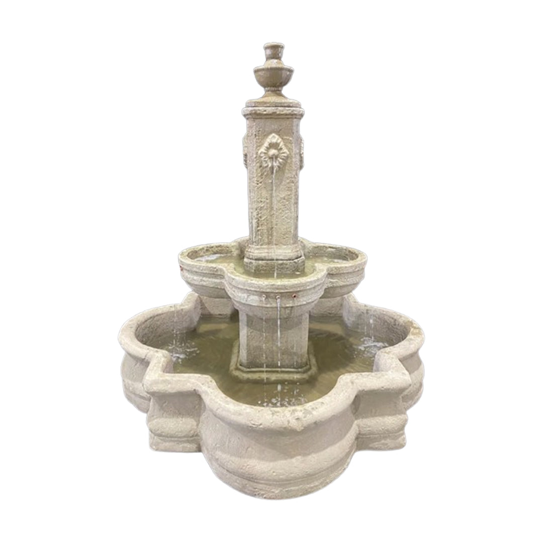 Fiore Stone Diamante Fountain with 66" Quatrefoil Basin 271-FAQ in Cast Stone 271-FAQ