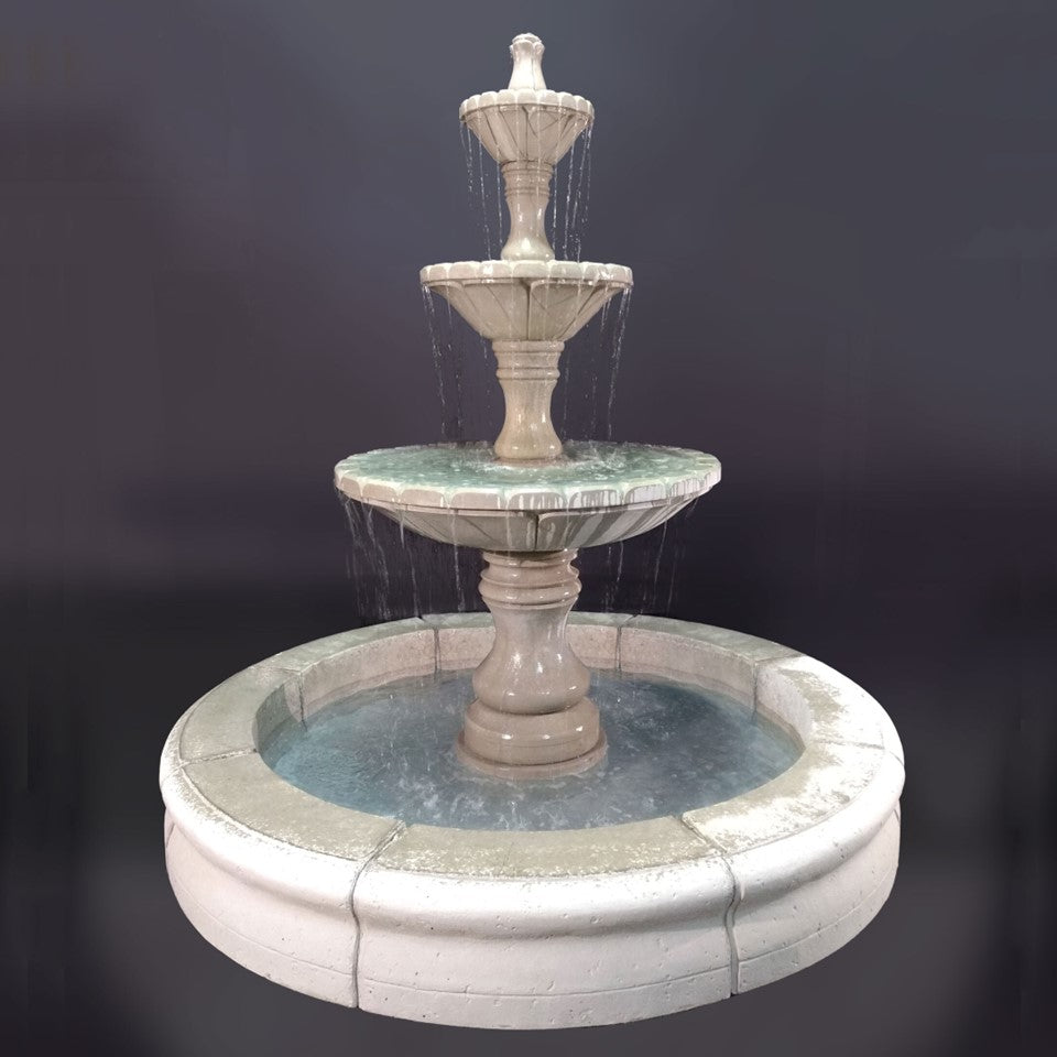 Fiore Stone Dijon 3 Tier Fountain LG173-F & LG173-FRG in Cast Stone LG173-FRG