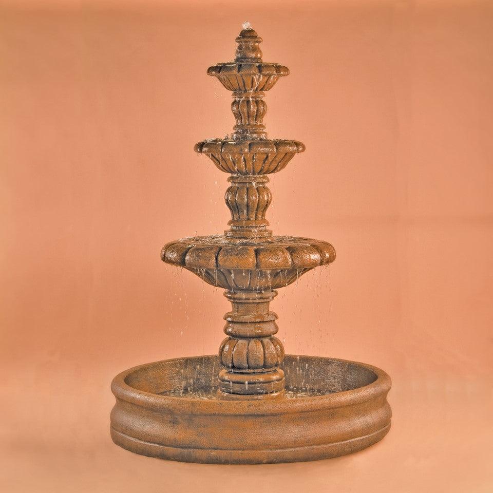 Fiore Stone Espana 3 Tier Fountain with 55" Basin 262-F in Cast Stone 262-F