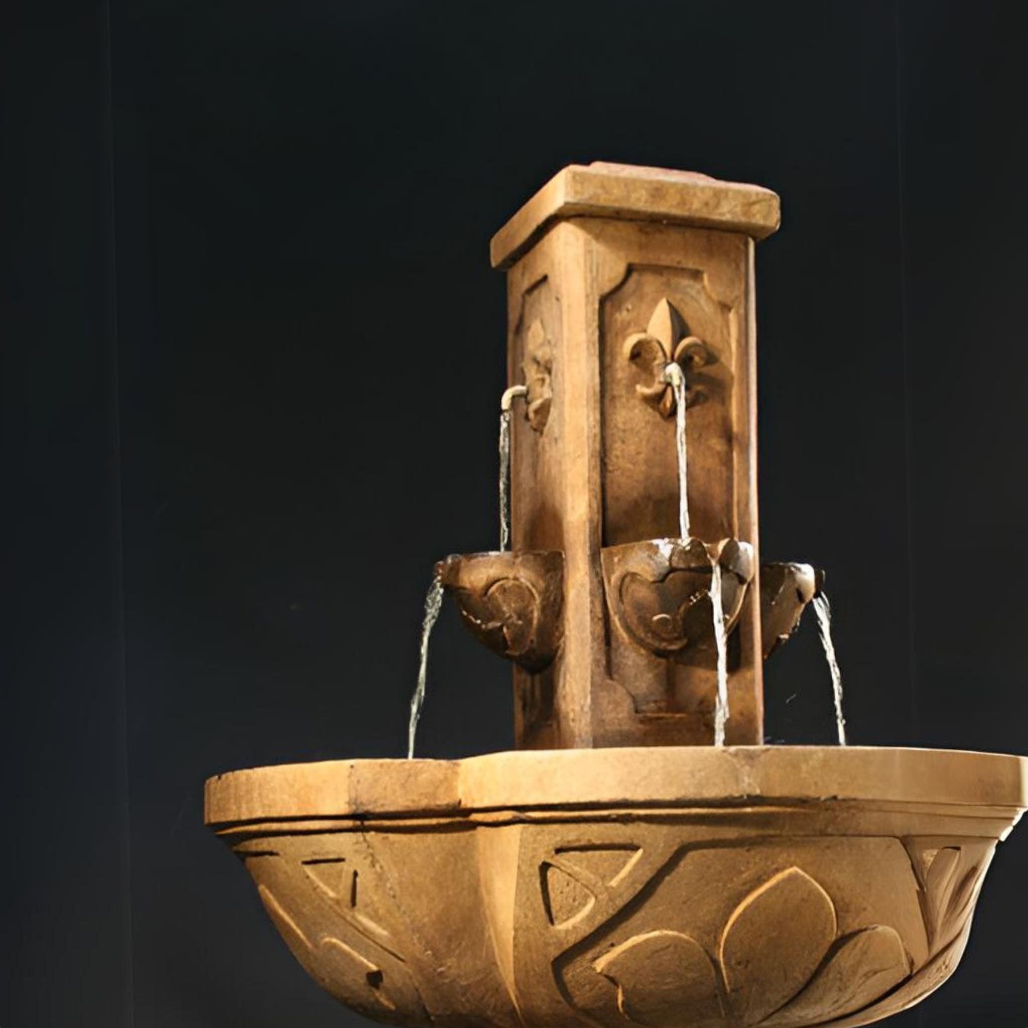 Fiore Stone Fleur de Lis Cast Stone Outdoor Fountain LG144F LG144F