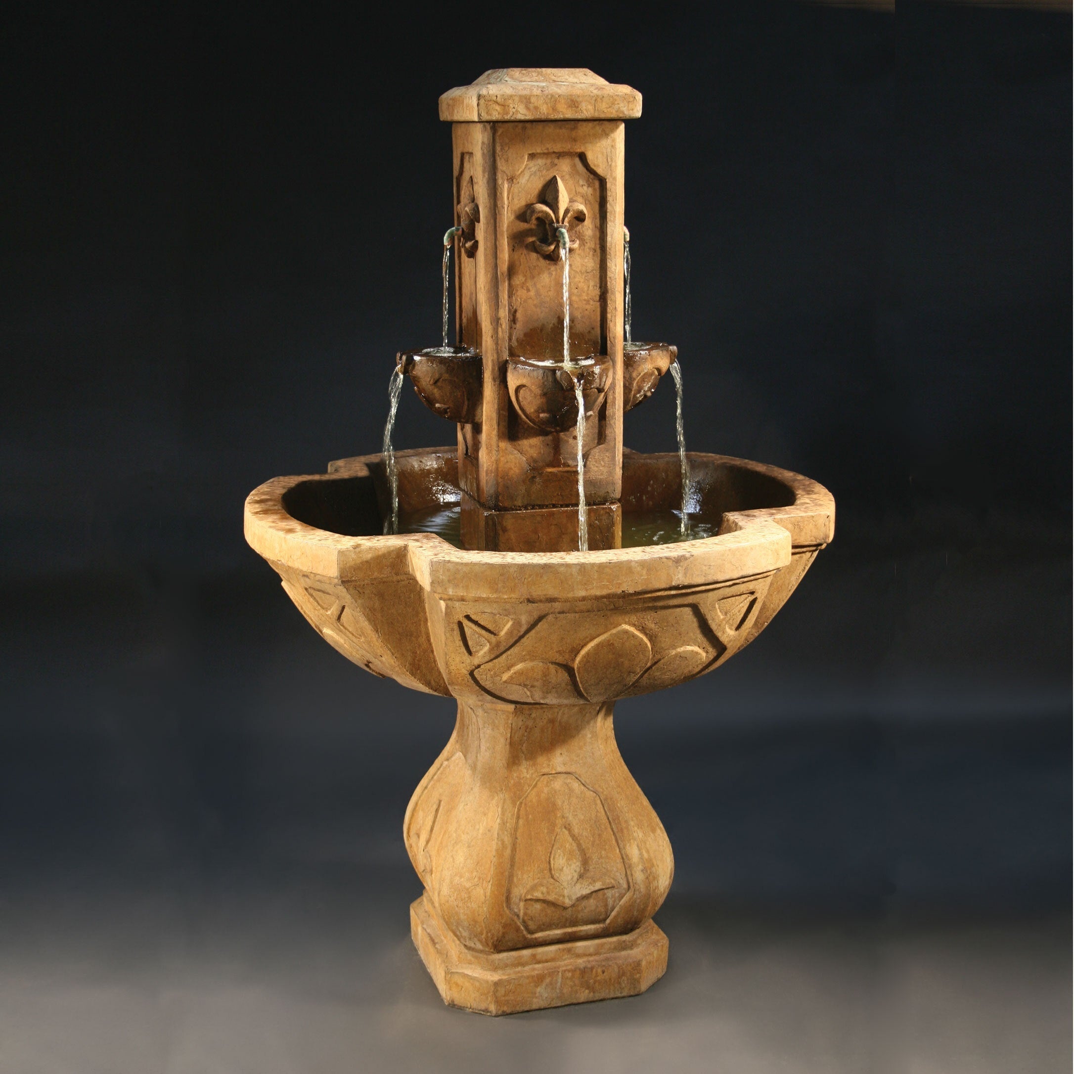 Fiore Stone Fleur De Lis Fountain LG144-F in Cast Stone LG144-F
