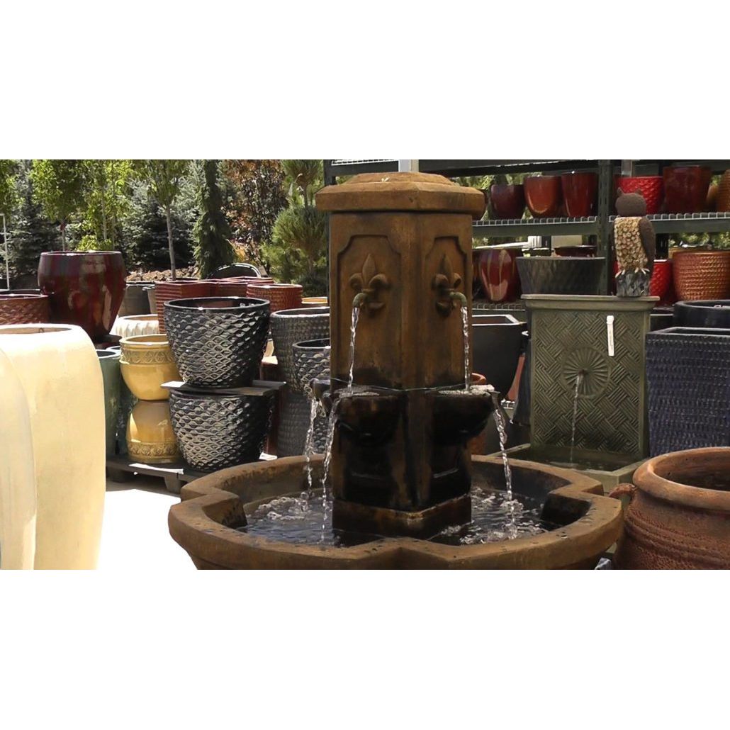 Fiore Stone Fleur De Lis Fountain LG144-F in Cast Stone LG144-F