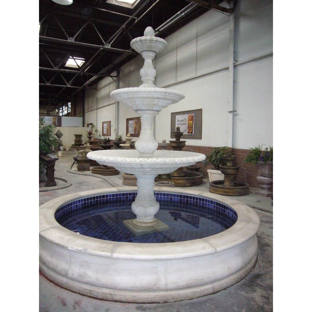 Fiore Stone Four Seasons 3-Tier Fountain with 12 ft. Bracci Basin 2134-F12 in Cast Stone 2134-F12