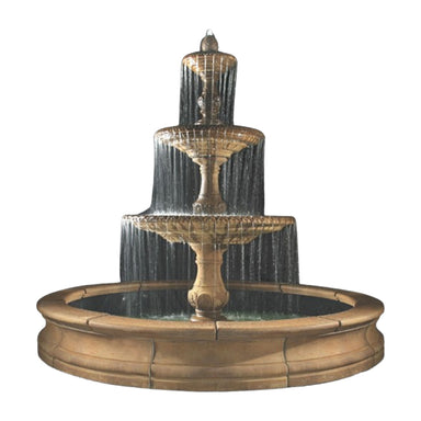 Fiore Stone Four Seasons 3-Tier Fountain with 12 ft. Bracci Basin 2134-F12 in Cast Stone 2134-F12