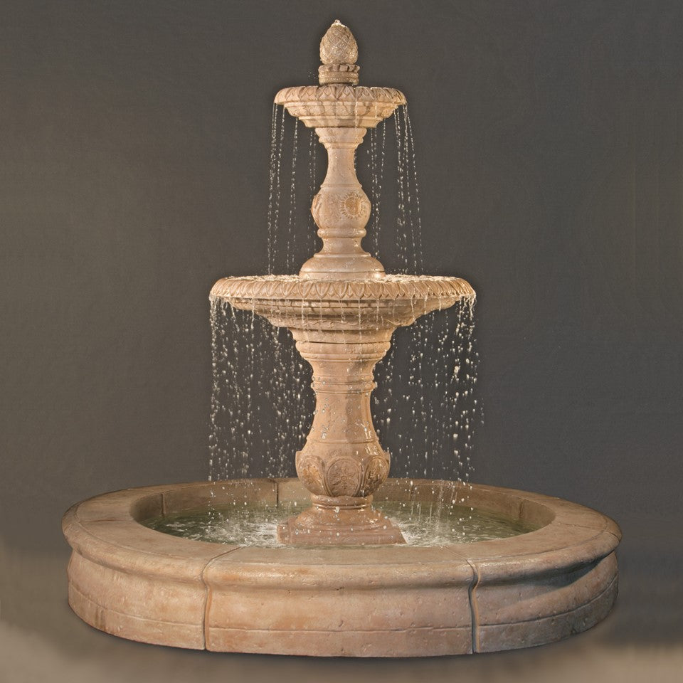 Fiore Stone Four Seasons Fountain with Fiore Basin 2088-FRG in Cast Stone 2088-FRG
