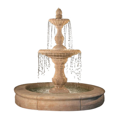 Fiore Stone Four Seasons Fountain with Fiore Basin 2088-FRG in Cast Stone 2088-FRG