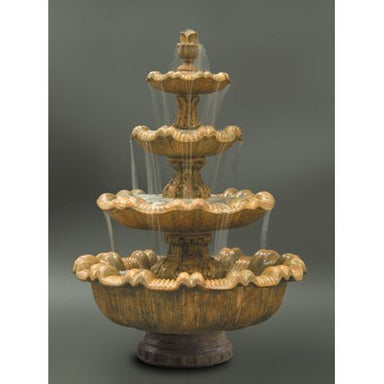 Fiore Stone Italian 4 Tier Fountain with Short Base IT-4 in Cast Stone IT-4
