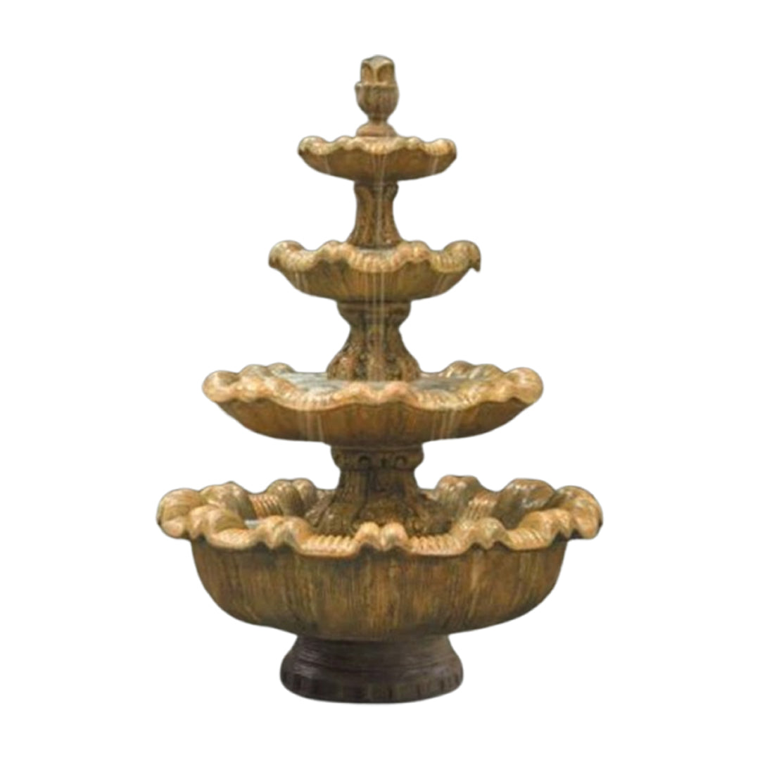 Fiore Stone Italian 4 Tier Fountain with Short Base IT-4 in Cast Stone IT-4
