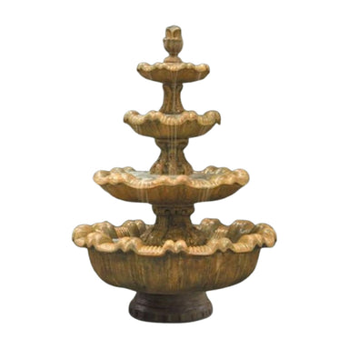 Fiore Stone Italian 4 Tier Fountain with Short Base IT-4 in Cast Stone IT-4