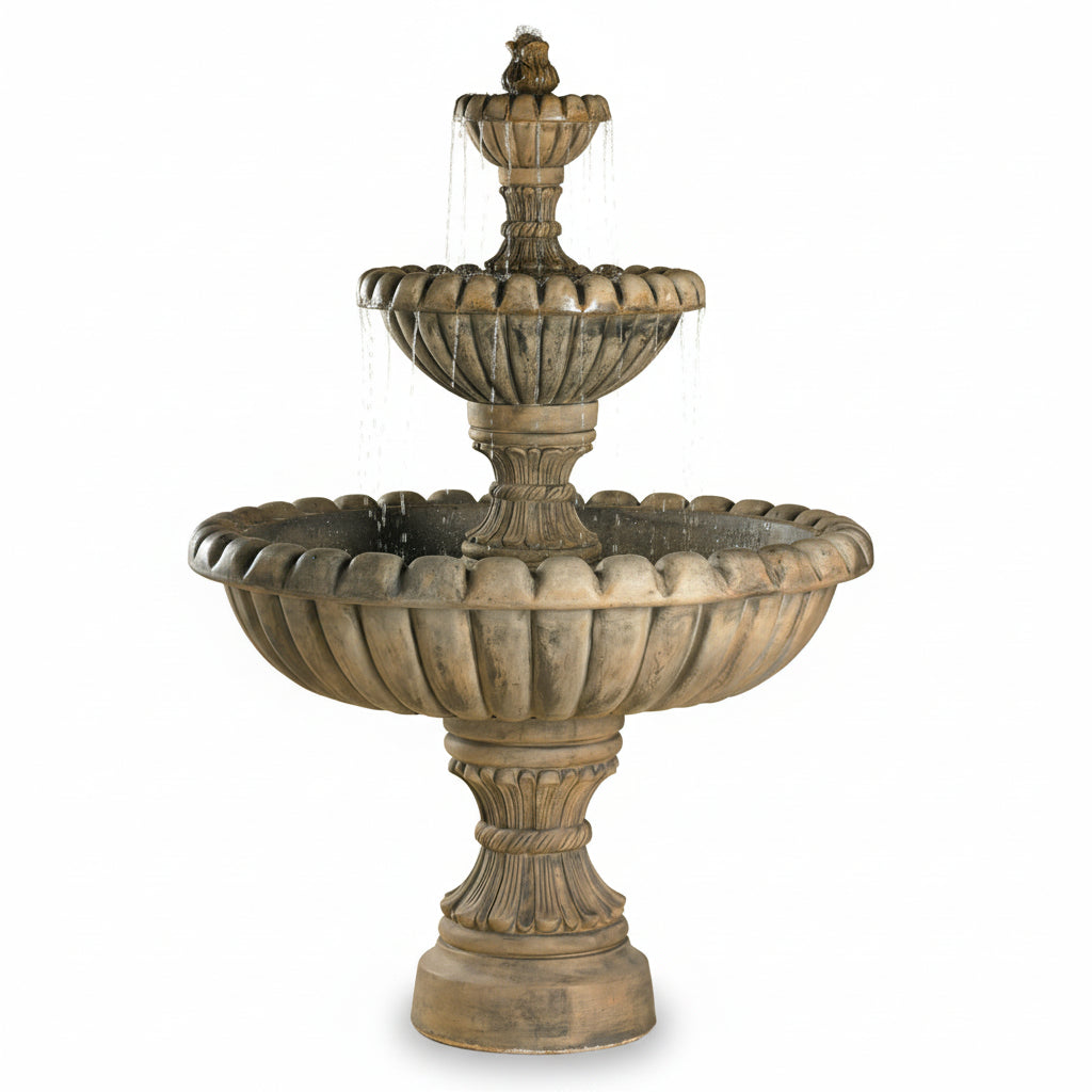 Fiore Stone Marsala 3 Tier Fountain AV113-F & AV113-FRB in Cast Stone AV113-F
