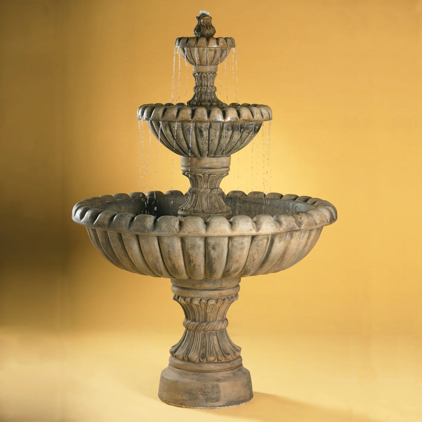 Fiore Stone Marsala 3 Tier Fountain AV113-F & AV113-FRB in Cast Stone