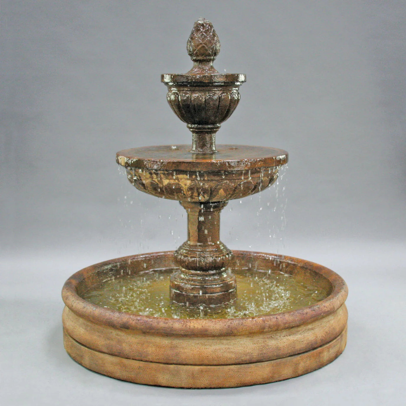 Fiore Stone Mediterranean 3-Tier Outdoor Fountain with 46" Basin LG164-F46