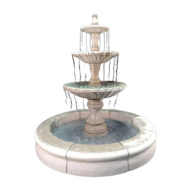 Fiore Stone Monaco 3 Tier Fountain with Fiore Basin LG169-FRG in Cast Stone LG169-FRG
