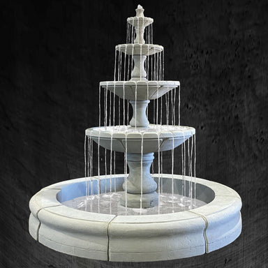 Fiore Stone Monaco 4 Tier Fountain with Fiore Basin LG169-FMRG in Cast Stone LG169-FMRG