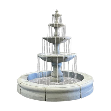 Fiore Stone Monaco 4 Tier Fountain with Fiore Basin LG169-FMRG in Cast Stone LG169-FMRG