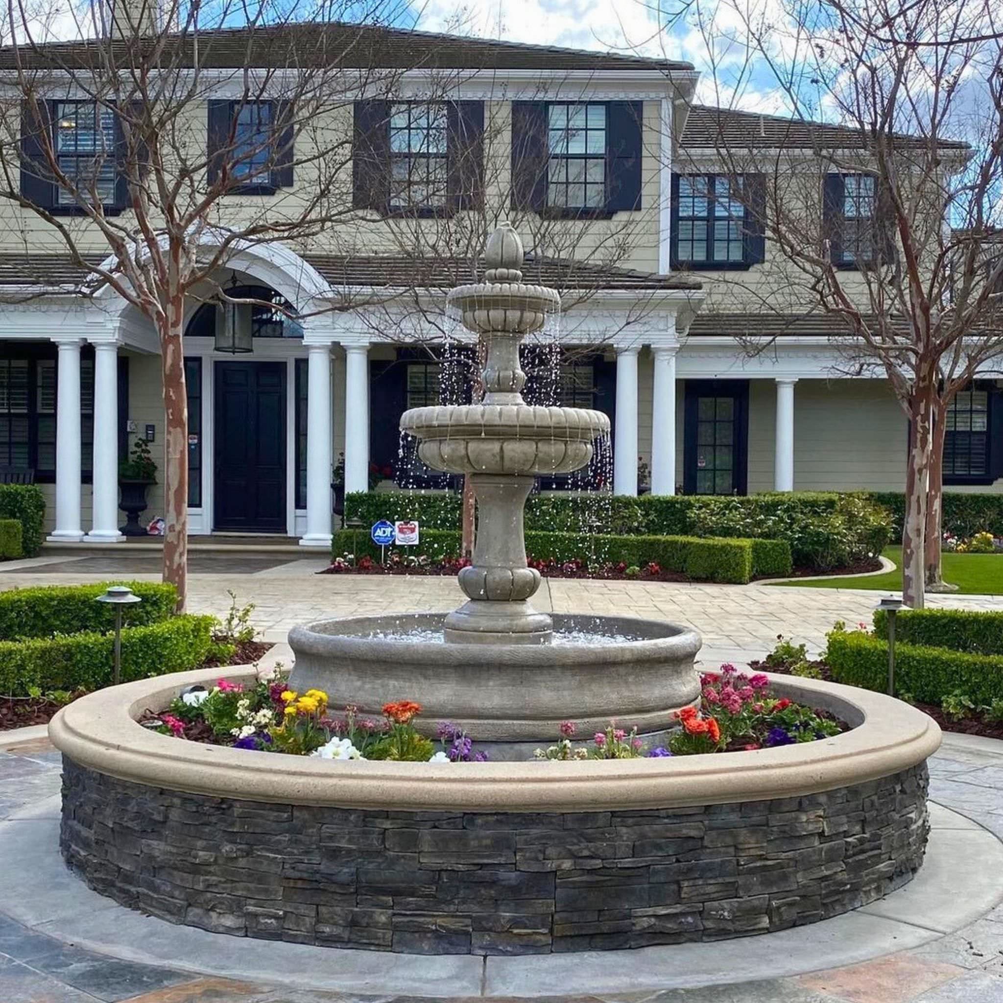 Fiore Stone Pioggia 2-Tier Cast Stone Outdoor Fountain with 55" Basin LG163-FB LG163-FB