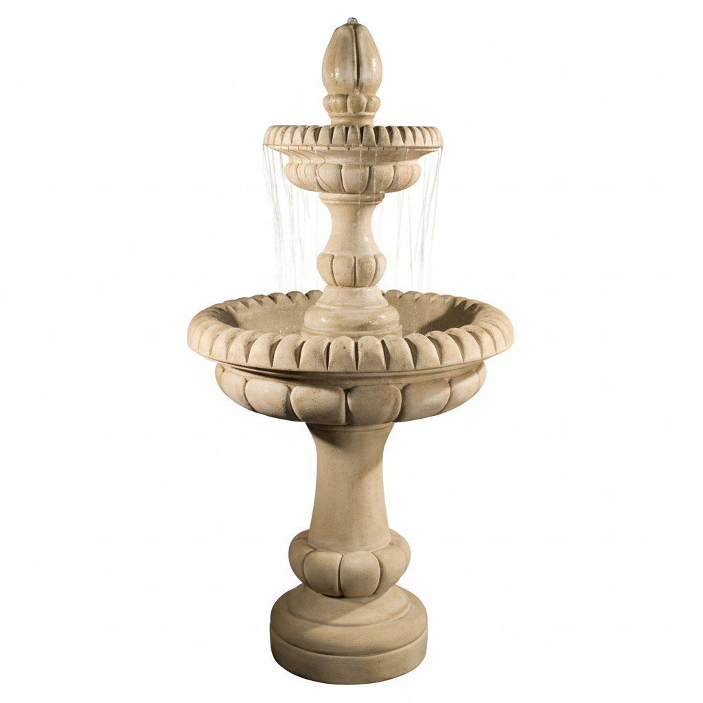 Fiore Stone Pioggia 2 Tier Fountain LG163-FS & LG163-FB in Cast Stone