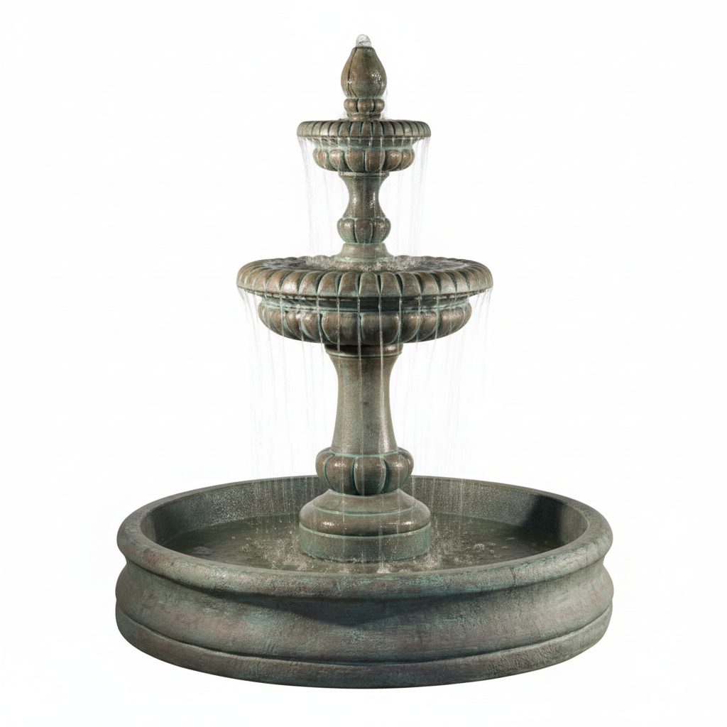 Fiore Stone Pioggia 2 Tier Fountain LG163-FS & LG163-FB in Cast Stone