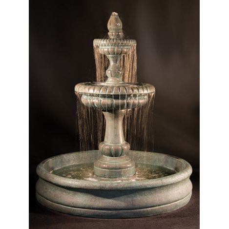 Fiore Stone Pioggia 2 Tier Fountain LG163-FS & LG163-FB in Cast Stone LG163-FB