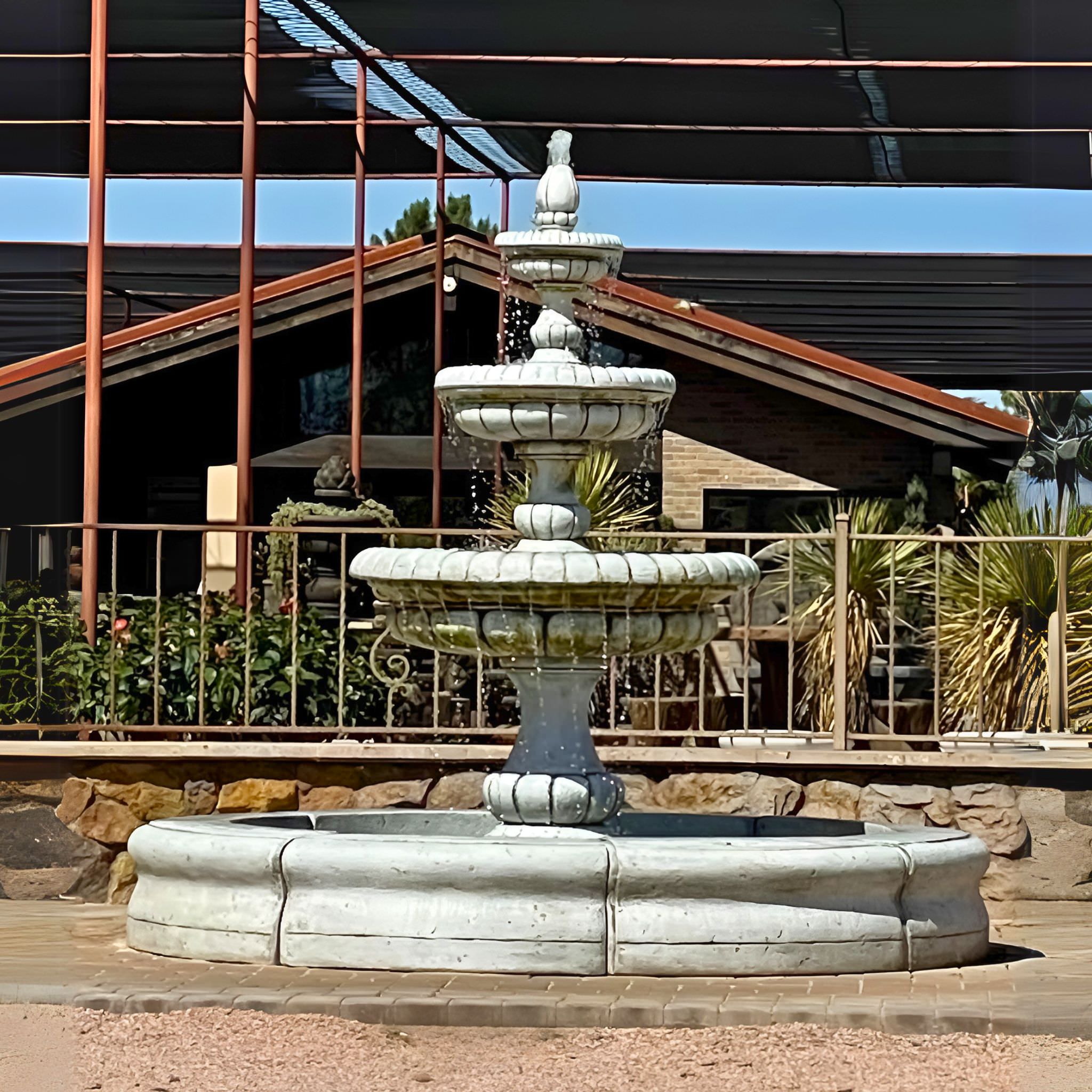 Fiore Stone Pioggia 3-Tier Cast Stone Pond Outdoor Fountain LG163-FRB LG163-FRB